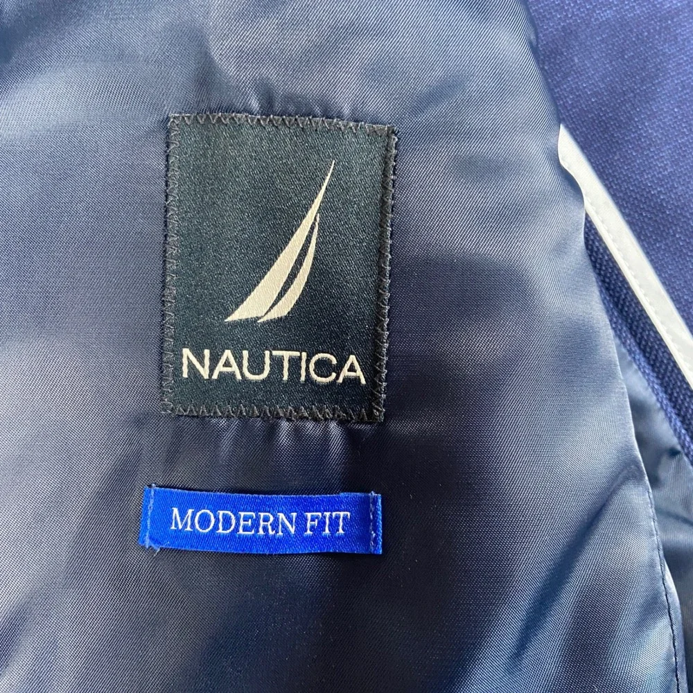 Nautica Sport Coat Mens 38R Blue Modern Fit Linen Blend Blazer Jensen Jacket New